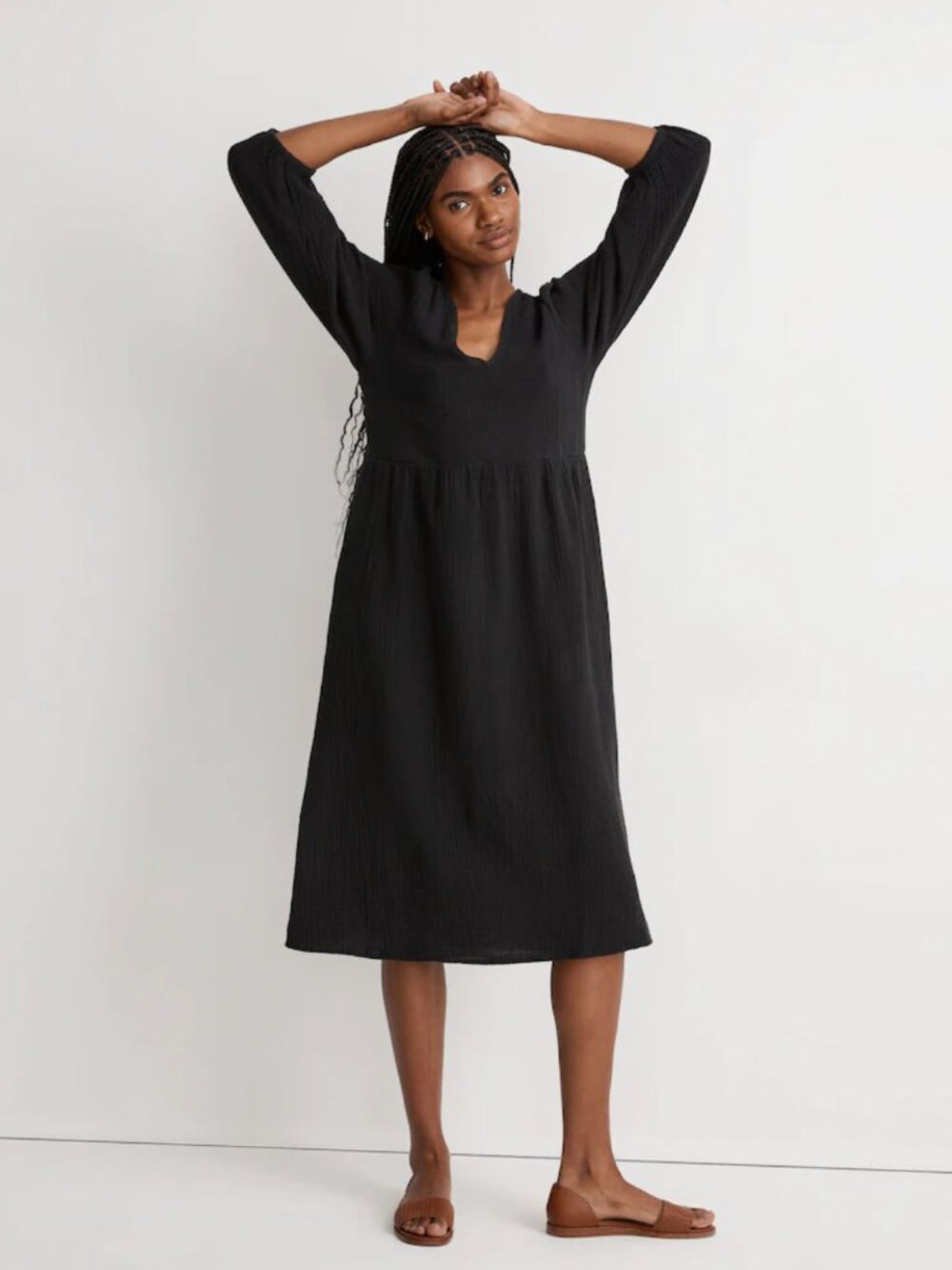Madewell Lightspun V-Neck Midi Dress Size L
